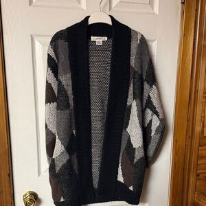 Women's MOHAIR Black and Gray Cardigan Sweater with pockets